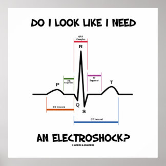 Póster ¿Me Parece Que Necesito Un Electrochoque? ECG EKG