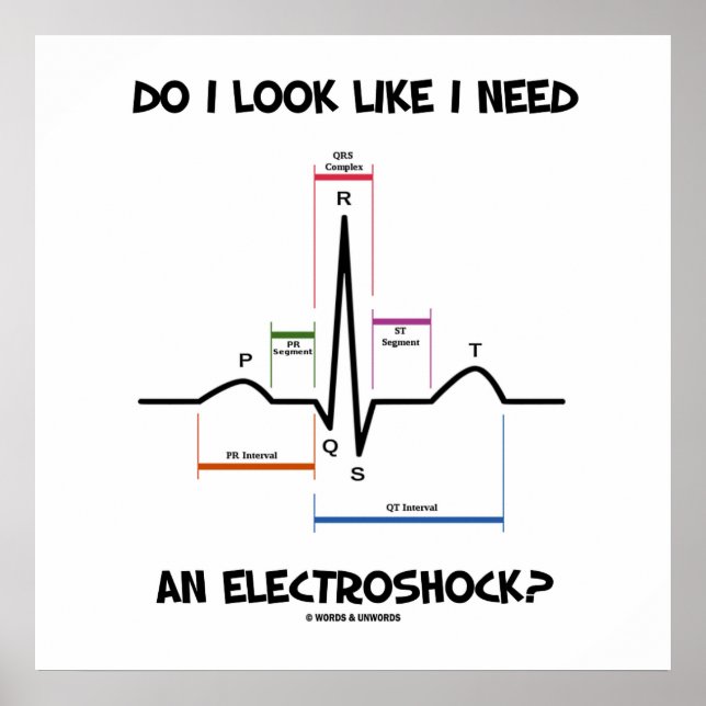 Póster ¿Me Parece Que Necesito Un Electrochoque? ECG EKG (Frente)