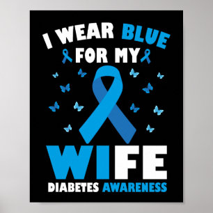 Póster Me Pongo Azul Por Mi Esposa Diabetes Conciencia T1