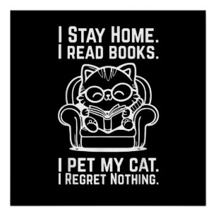 Póster Me Quedo en Casa Leo Libros Acaricio a Mi Gato Gat