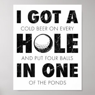 Póster Me Salió Un Hoyo En Uno Golf Frase Divertida Hombr