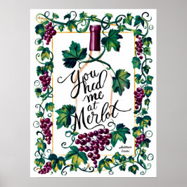 Póster Me Tenías En El Personalizado Merlot Red Wine Love