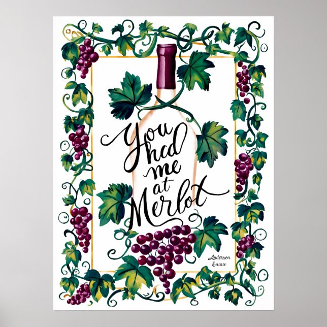 Póster Me Tenías En El Personalizado Merlot Red Wine Love (Frente)