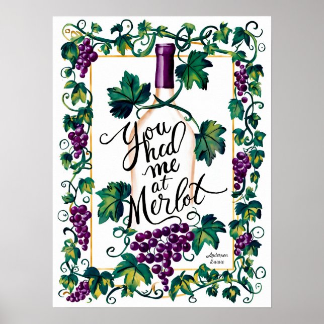 Póster Me Tenías En Merlot Wine Lover Personalizado (Frente)