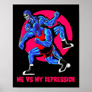 Póster Me Vs Mi Depresión Gym Fitness Halterofilia Cuerpo