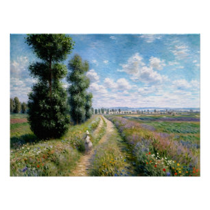 Póster Meadow con álamos