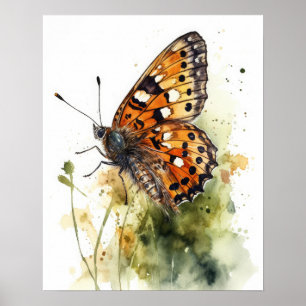 Póster Meadow Fritillary Butterfly Art Print Poster