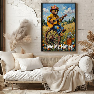 Póster Meadow Melody: Estrellas en las ruedas del oso