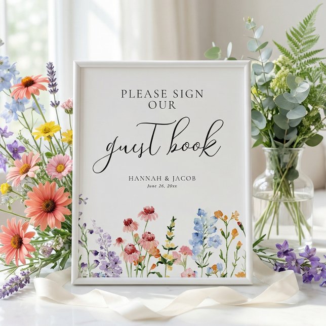 Póster Meadow Wildflower Wedding Guest Book Sign (Subido por el creador)