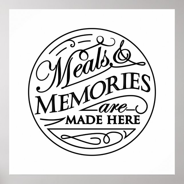 Póster Meals and Memories are made here quote design (Frente)