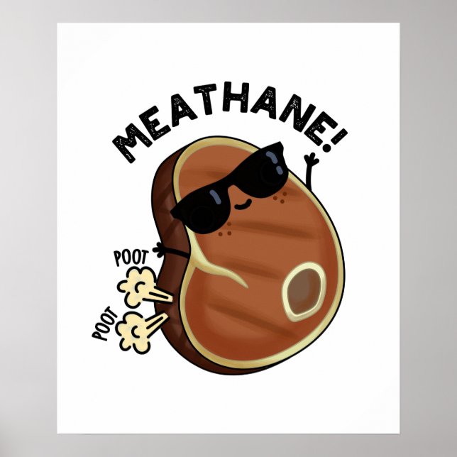 Póster Meat-hane Funny Farting Meat Pun (Frente)