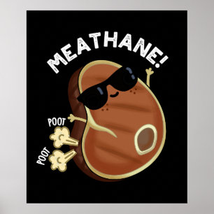 Póster Meat-hane Funny Farting Meat Pun Dark BG