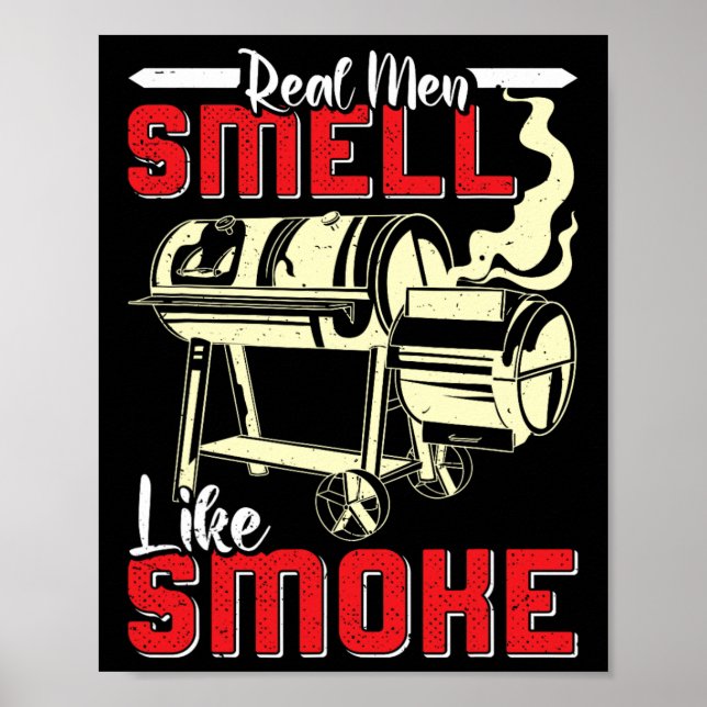 Póster Meat Lover Real Men Smell Like Smoke Funny Men  (Frente)