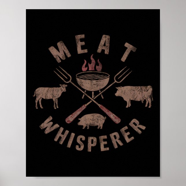 Póster Meat Whisperer Bbq Smokers Cooking Meat  (Frente)