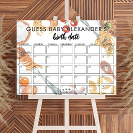 Póster Meatball Pasta Italian Baby Shower Due Date Game