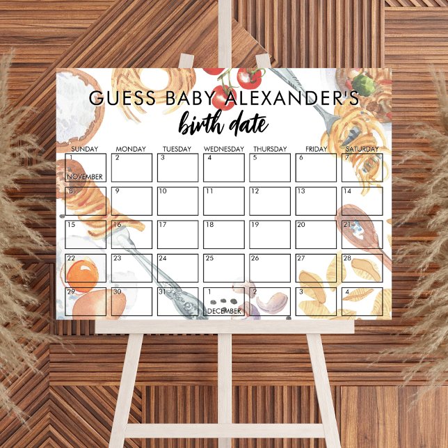 Póster Meatball Pasta Italian Baby Shower Due Date Game (Subido por el creador)