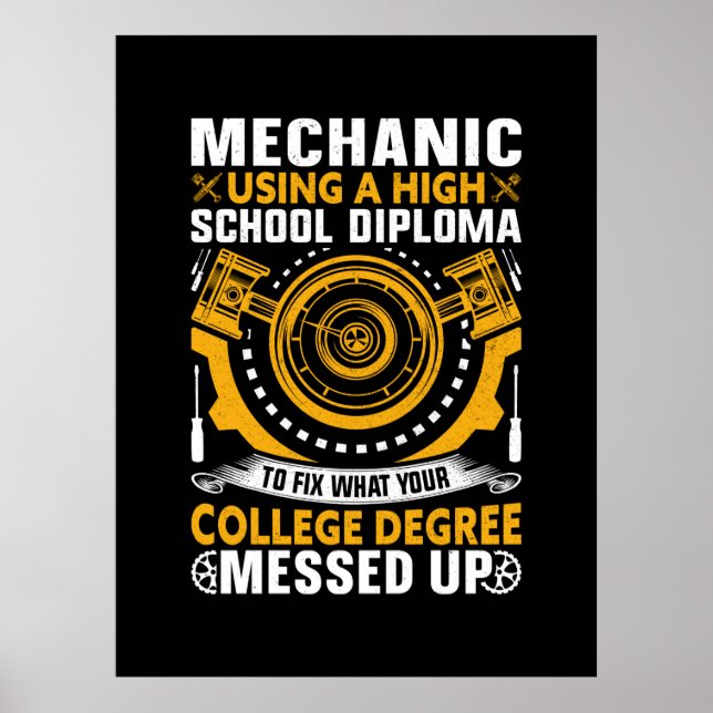 Póster Mecánica Con Diploma De Secundaria (Frente)