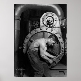 Póster Mecánica De La Fuerza De Mano De Corriente Que Tra