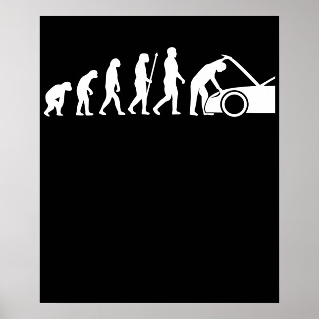 Póster Mecánica Evolución Automóvil Auto Mechanic Work Lo (Frente)