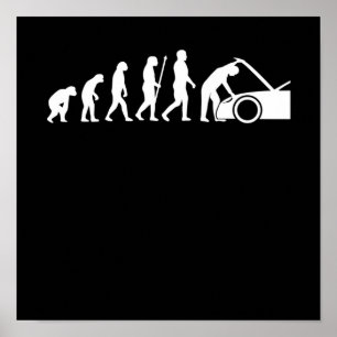 Póster Mecánica Evolución Automóvil Auto Mechanic Work Lo