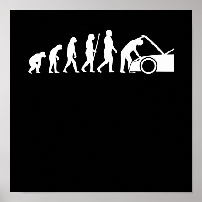 Póster Mecánica Evolución Automóvil Auto Mechanic Work Lo (Frente)