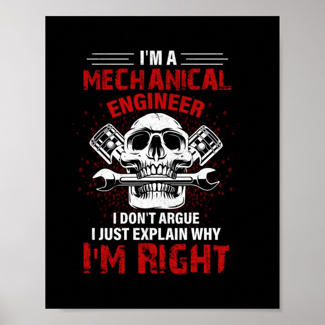 Póster Mecánica Soy Ingeniero Mecánico (Frente)