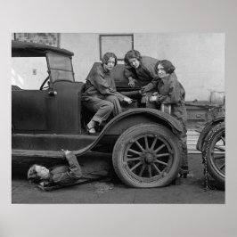 Póster Mecánicas de automóviles jóvenes, 1927. Foto antig