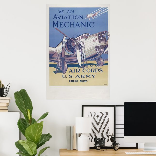 Póster Mecánico de Aviación (Oficina en casa)