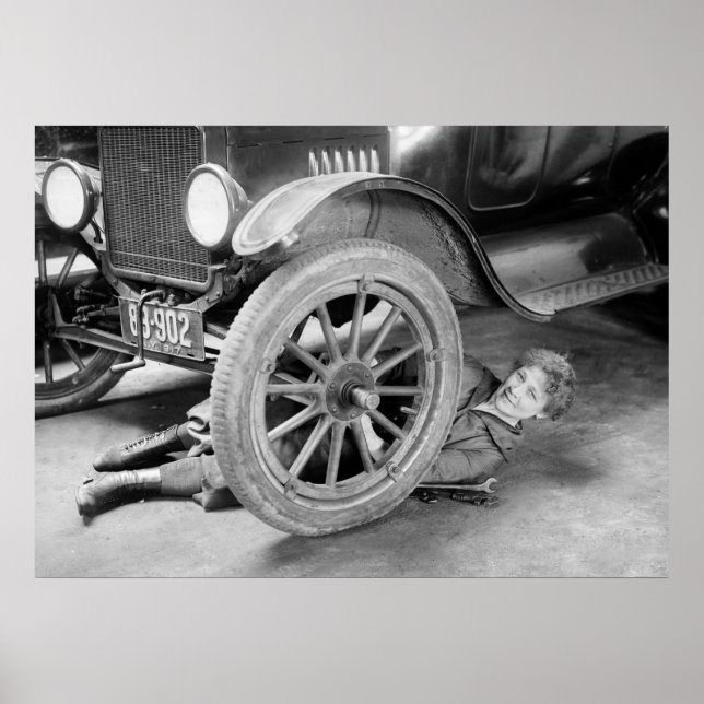 Póster Mecánico de coches para mujeres de los años 1920 (Frente)