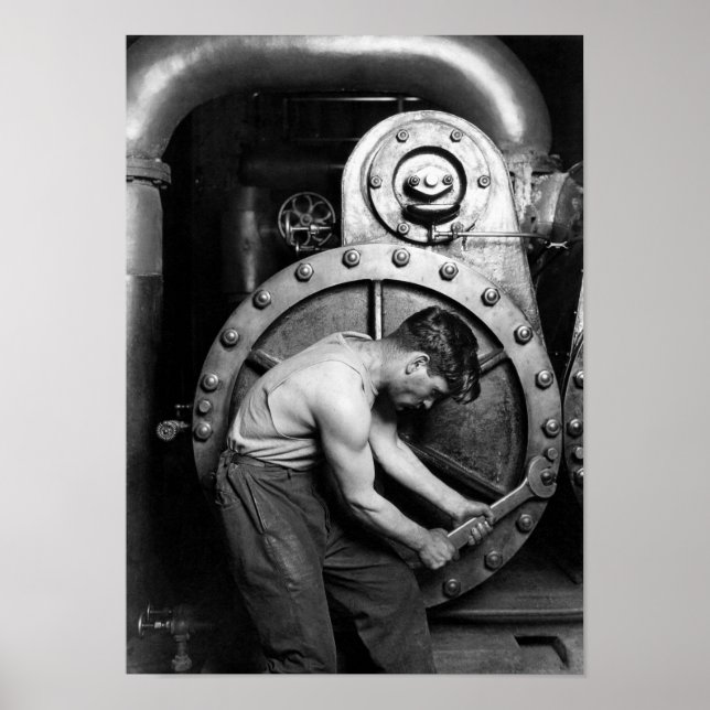 Póster Mecánico Power House 1920 - Lewis Hine (Frente)