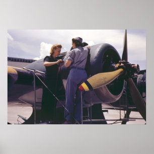 Póster Mecánicos de aeroplano de las mujeres WW2