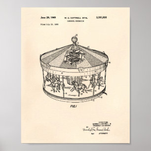 Póster Mecanismo de carrusel 1965 Patent Art Old Peper