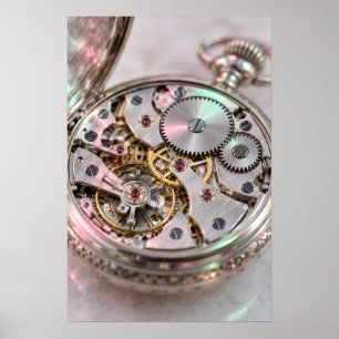 Póster Mecanismo de reloj de bolsillo vintage fotografía
