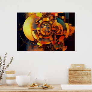 Póster Mecanismo Solar Steampunk Abstracto