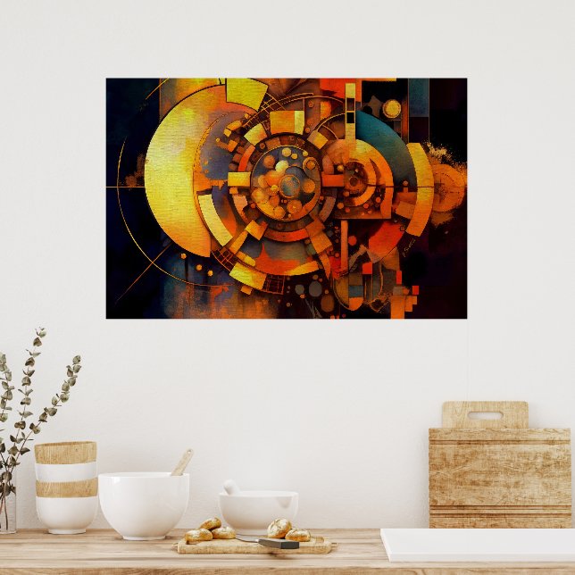 Póster Mecanismo Solar Steampunk Abstracto (Cocina)