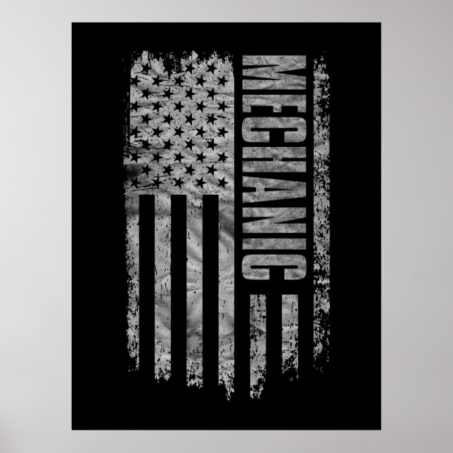 Póster Mechanic USA Flag Distressed design (Frente)