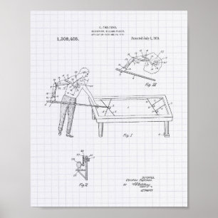 Póster Mechanical Billiard 1919 Patent Art - Lining Peper