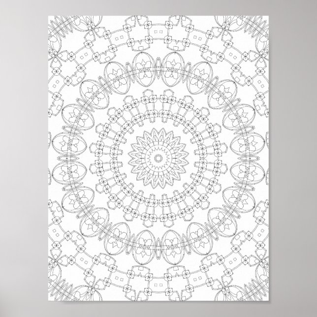 Póster Mechanical Petal Rings Coloring Page Pattern Art (Frente)