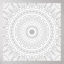 Póster Mechanical Ring Mandala Precision Coloring Art