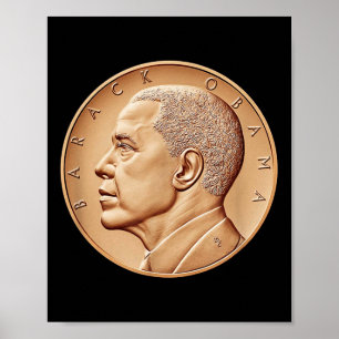Póster Medalla de Barack Obama al estilo negro de la cami
