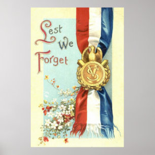 Póster Medalla del Día de los Caídos en Memoria Flores