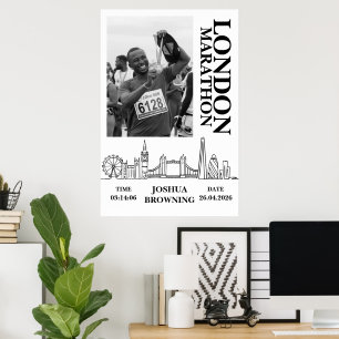 Póster Medalla personalizada del Maratón de Londres con f