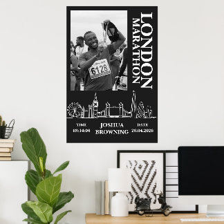 Póster Medalla personalizada del Maratón de Londres con f