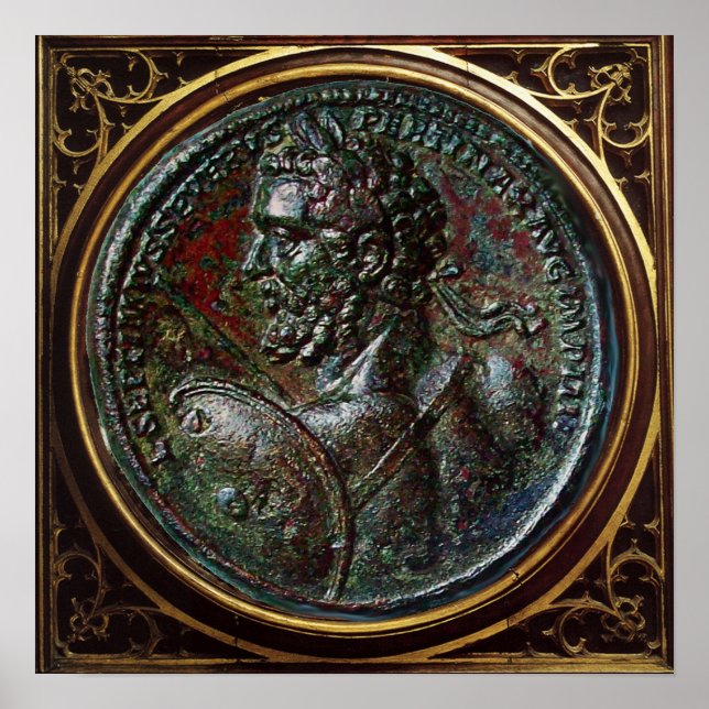 PÓSTER MEDALLÓN DE BRONCE ROMANO ANTIGUO SEPTIMIO SEVERO (Frente)