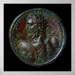 PÓSTER MEDALLÓN DE BRONCE ROMANO ANTIGUO SEPTIMIO SEVERO