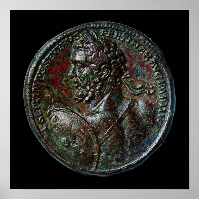 PÓSTER MEDALLÓN DE BRONCE ROMANO ANTIGUO SEPTIMIO SEVERO (Frente)