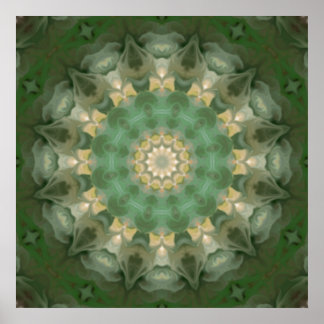 Póster Medallón floral verde Kaleidoscope