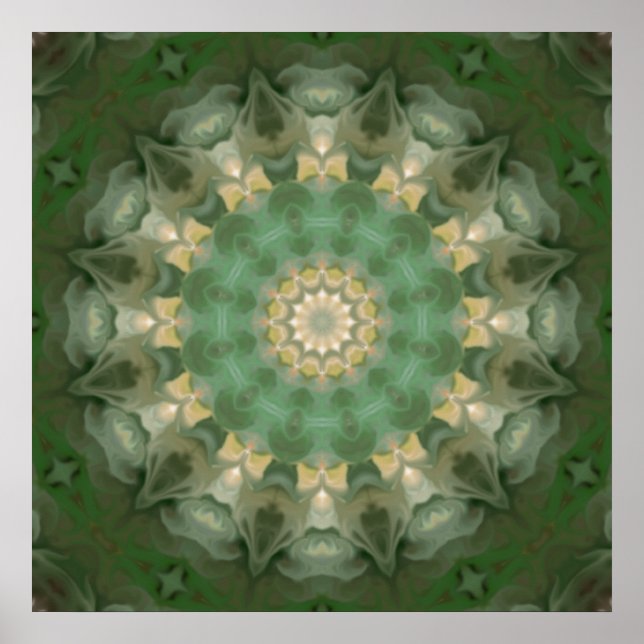 Póster Medallón floral verde Kaleidoscope (Frente)