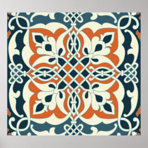 Póster Medallón Vintage: Colorido patrón sin foco