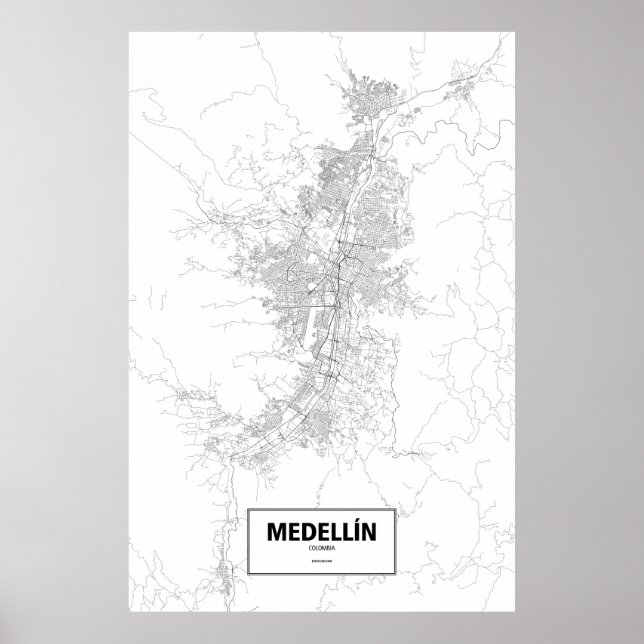 Póster Medellín, Colombia (negro sobre blanco) (Frente)